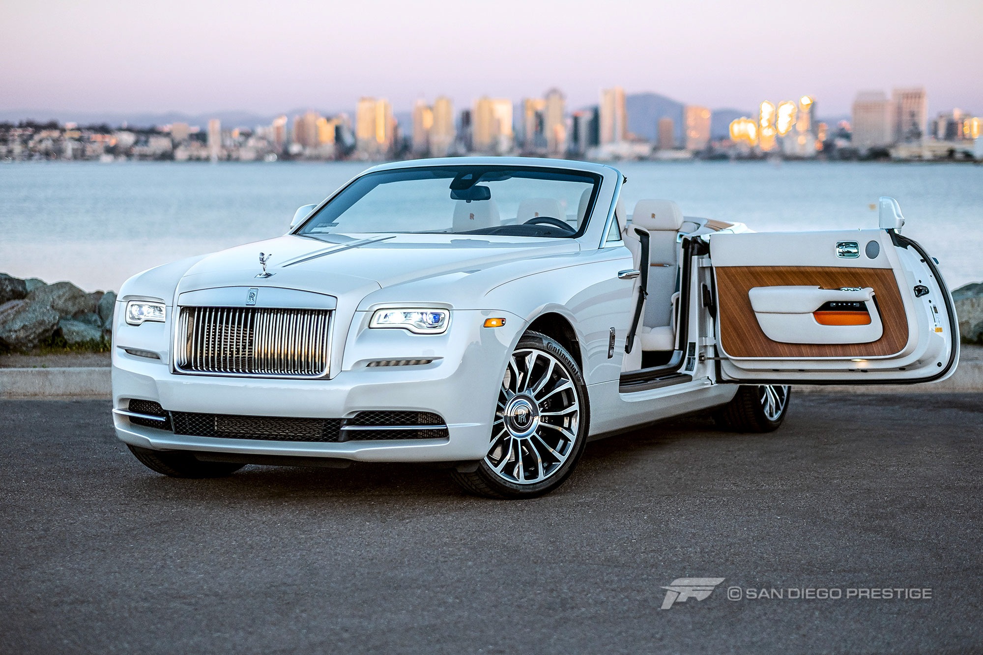 RollsRoyce Dawn Rental Miami  White Interior  Pugachev Luxury Car Rental